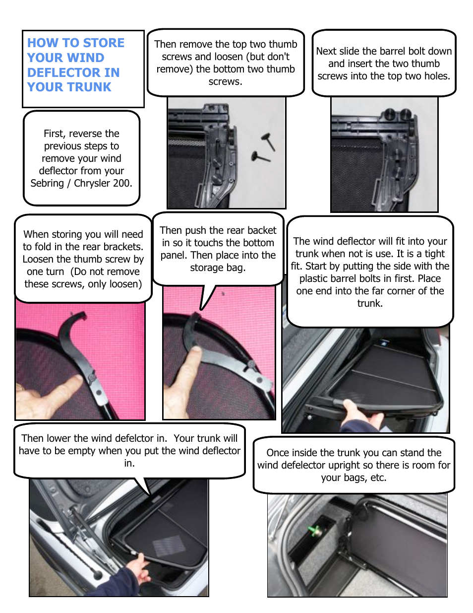 How to store your wind deflector in your trunk | Love The Drive BMW Windstop 3 series (E46) 323, 325, 330, M3 2000 to 2006 User Manual | Page 2 / 4