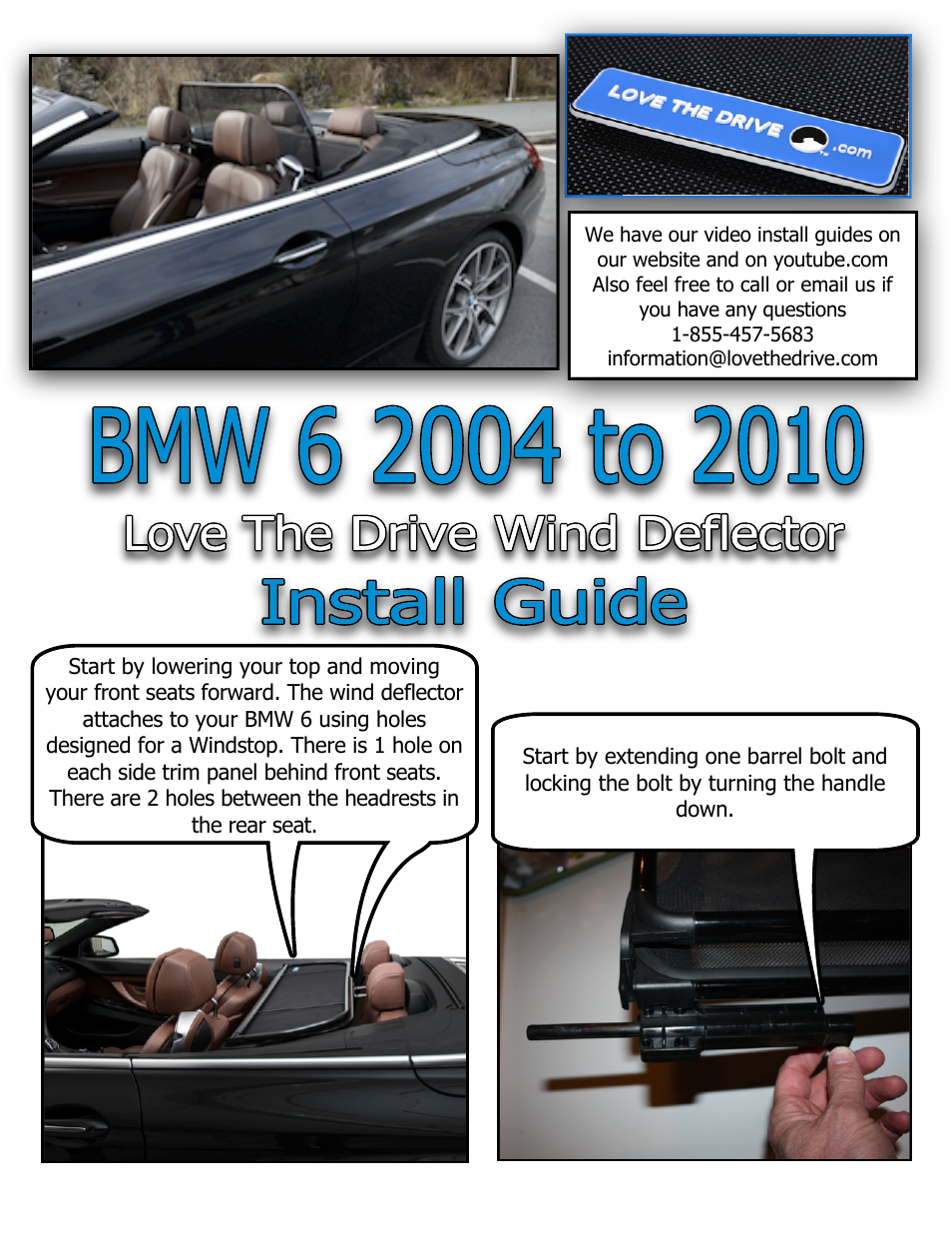 Love The Drive BMW 6 windstop 650, 645, 630, M6 2004 to 2010 User Manual | 2 pages