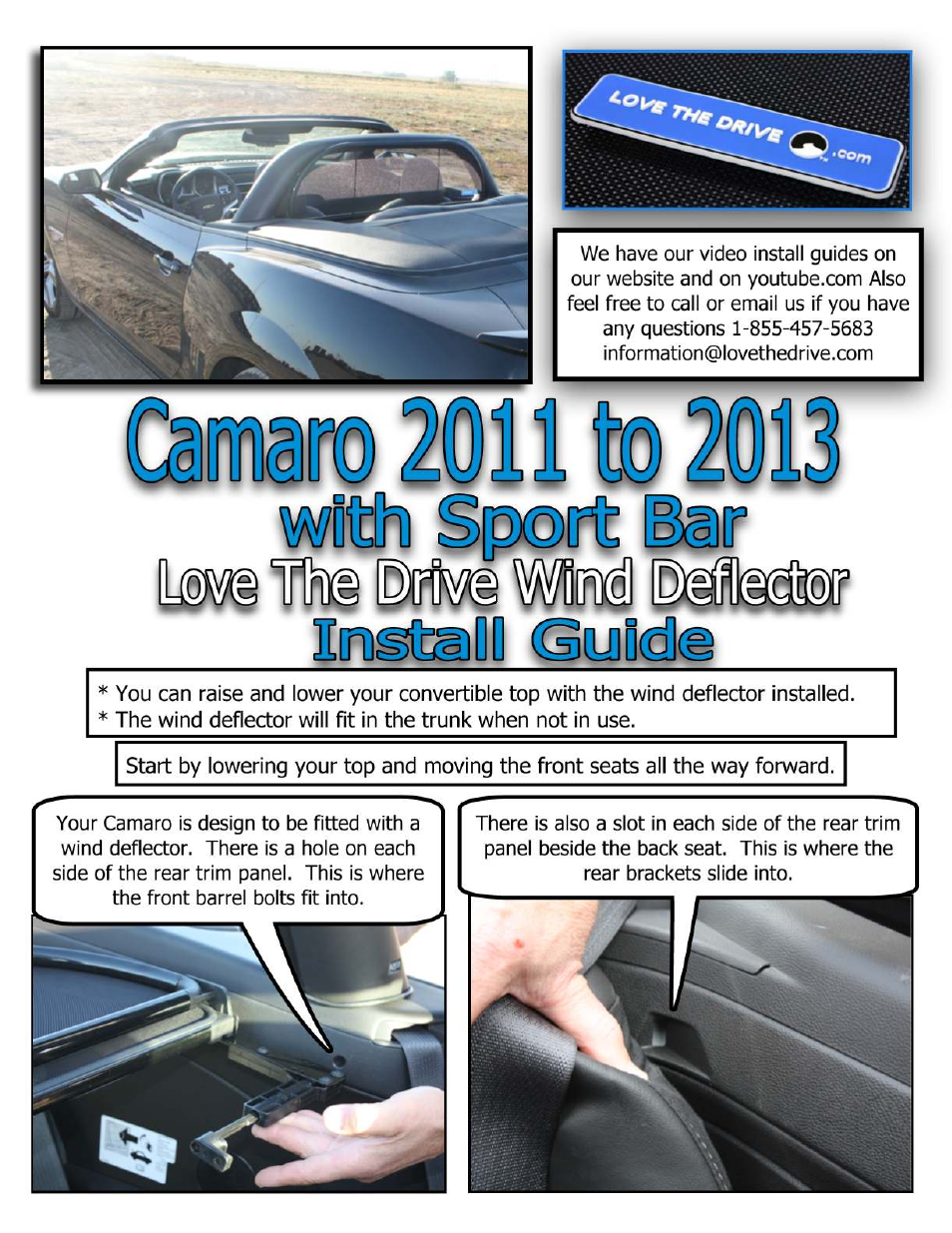 Love The Drive Camaro compatible with / CDC Sportbar Wind Deflector 2011-15 User Manual | 2 pages