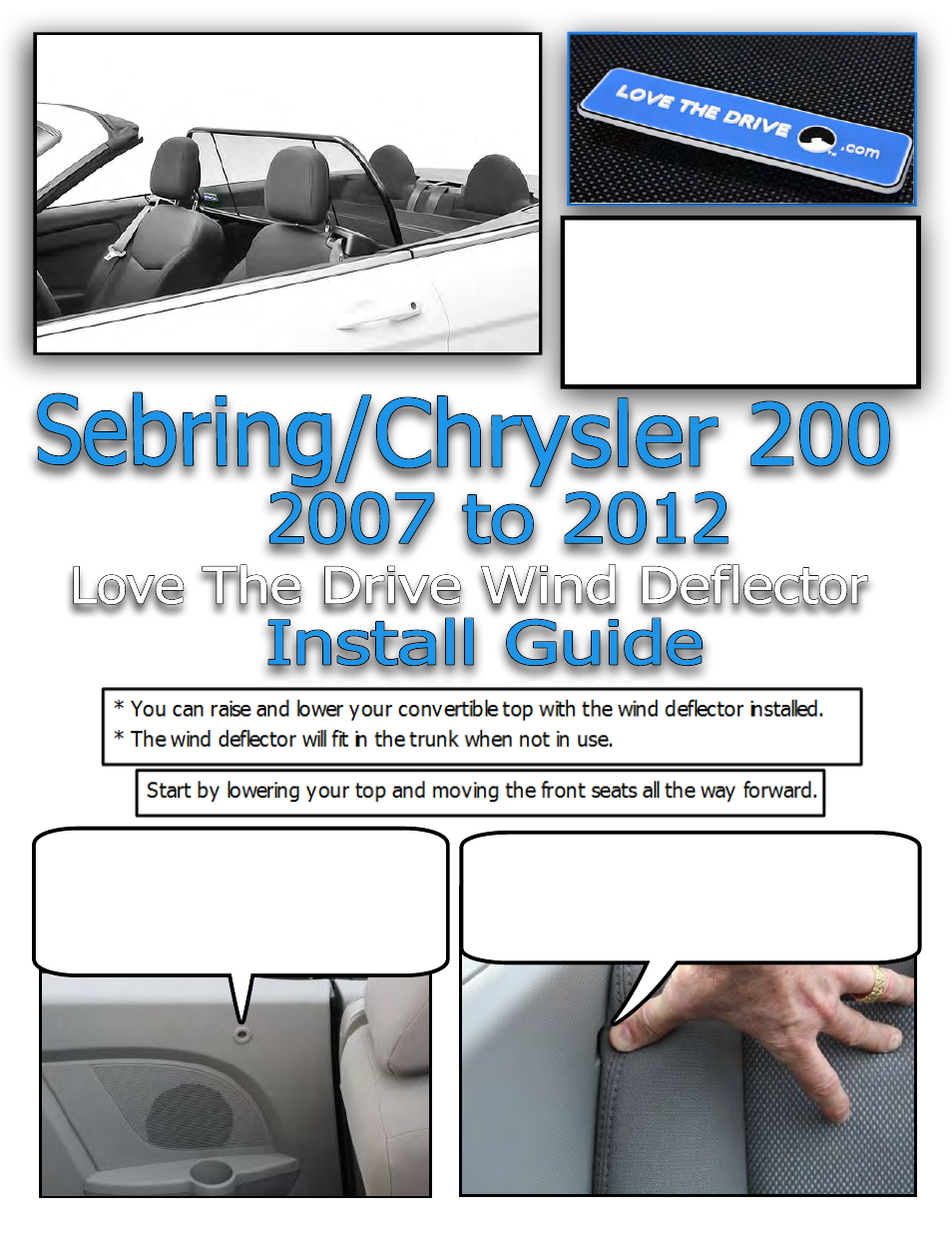 Love The Drive Chrysler 200 Convertible Wind Deflector 2011 to 2014 User Manual | 5 pages