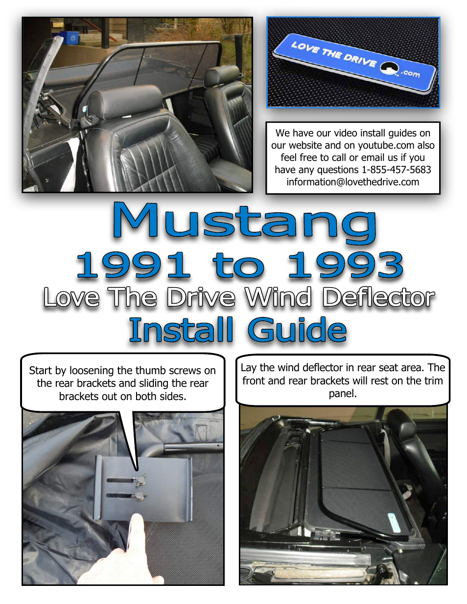 Love The Drive Mustang Wind Deflector 1990 to 1993 User Manual | 2 pages