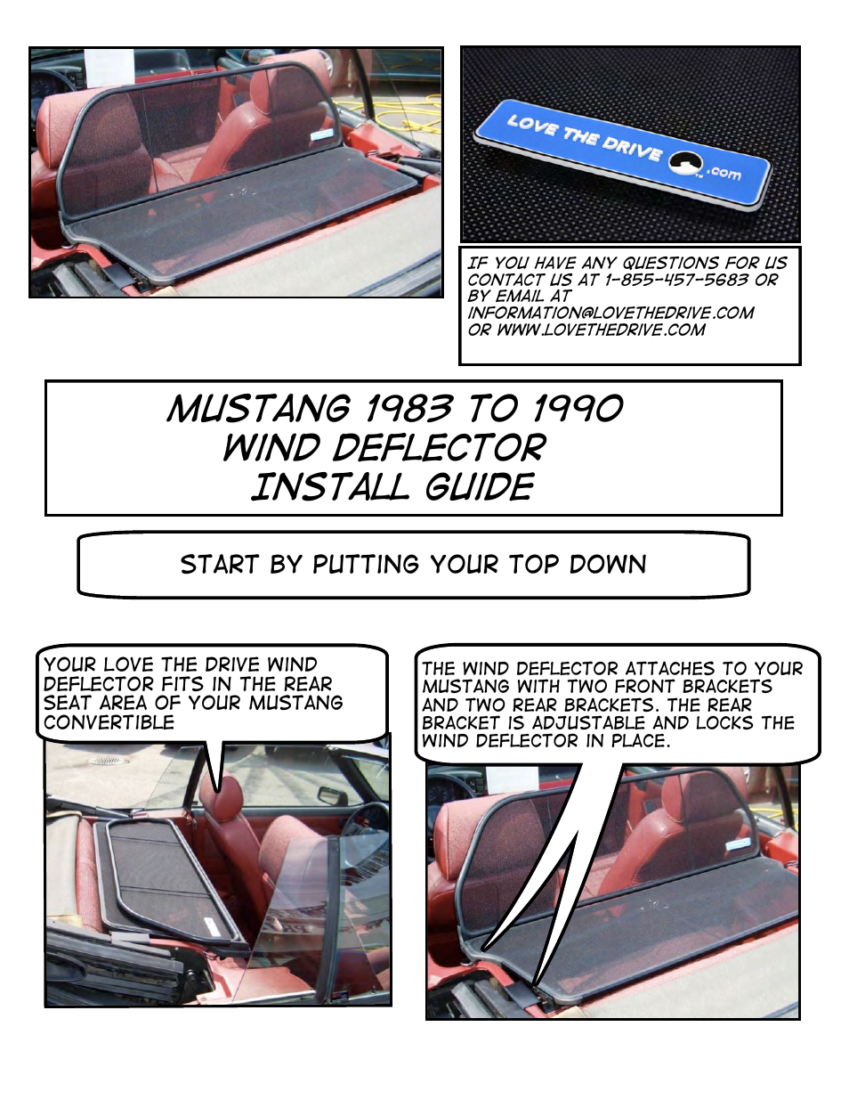 Love The Drive Mustang Wind Deflector 1983 to 1989 User Manual | 2 pages