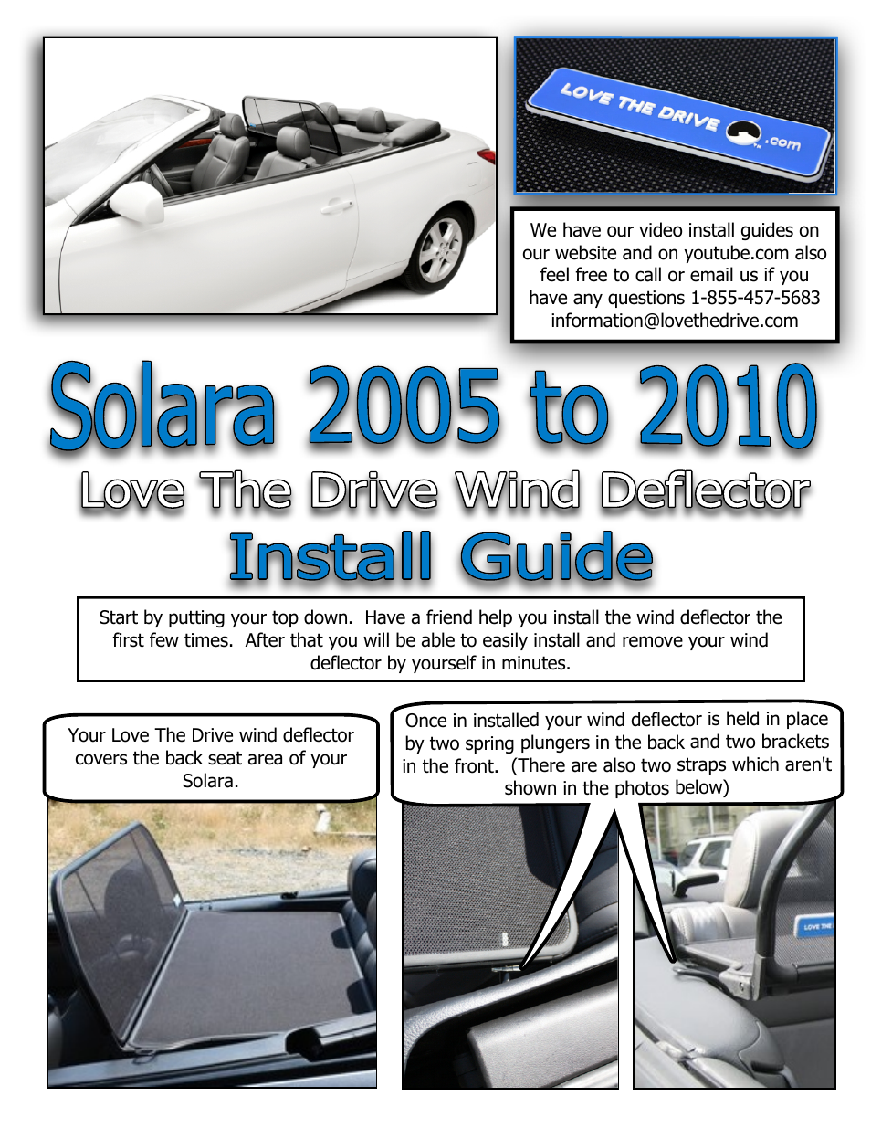 Love The Drive Solara Wind Deflector 2005 to 2010 User Manual | 2 pages