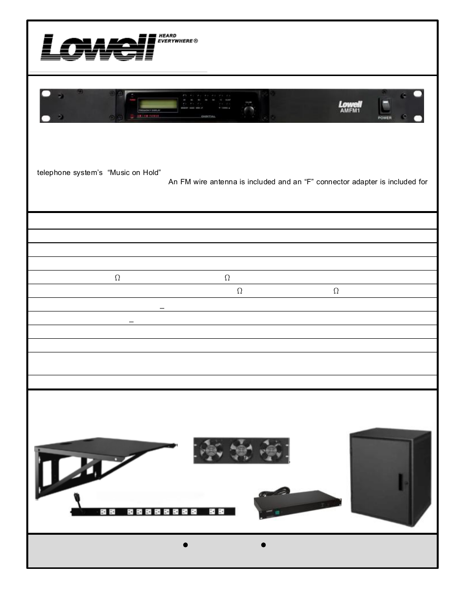 Lowell AMFM1 User Manual | 4 pages