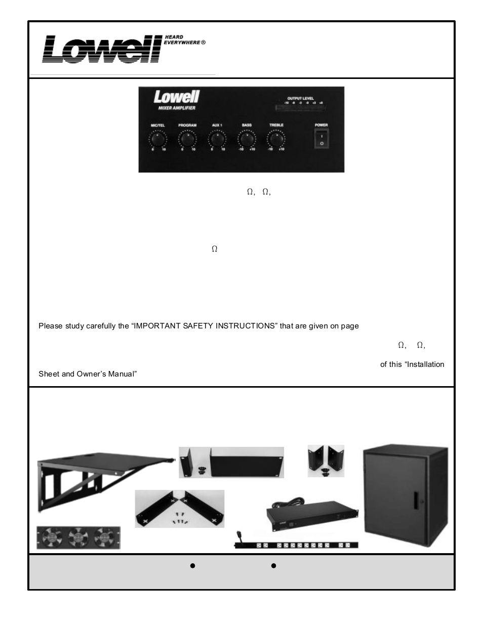 Lowell MA30 User Manual | 8 pages