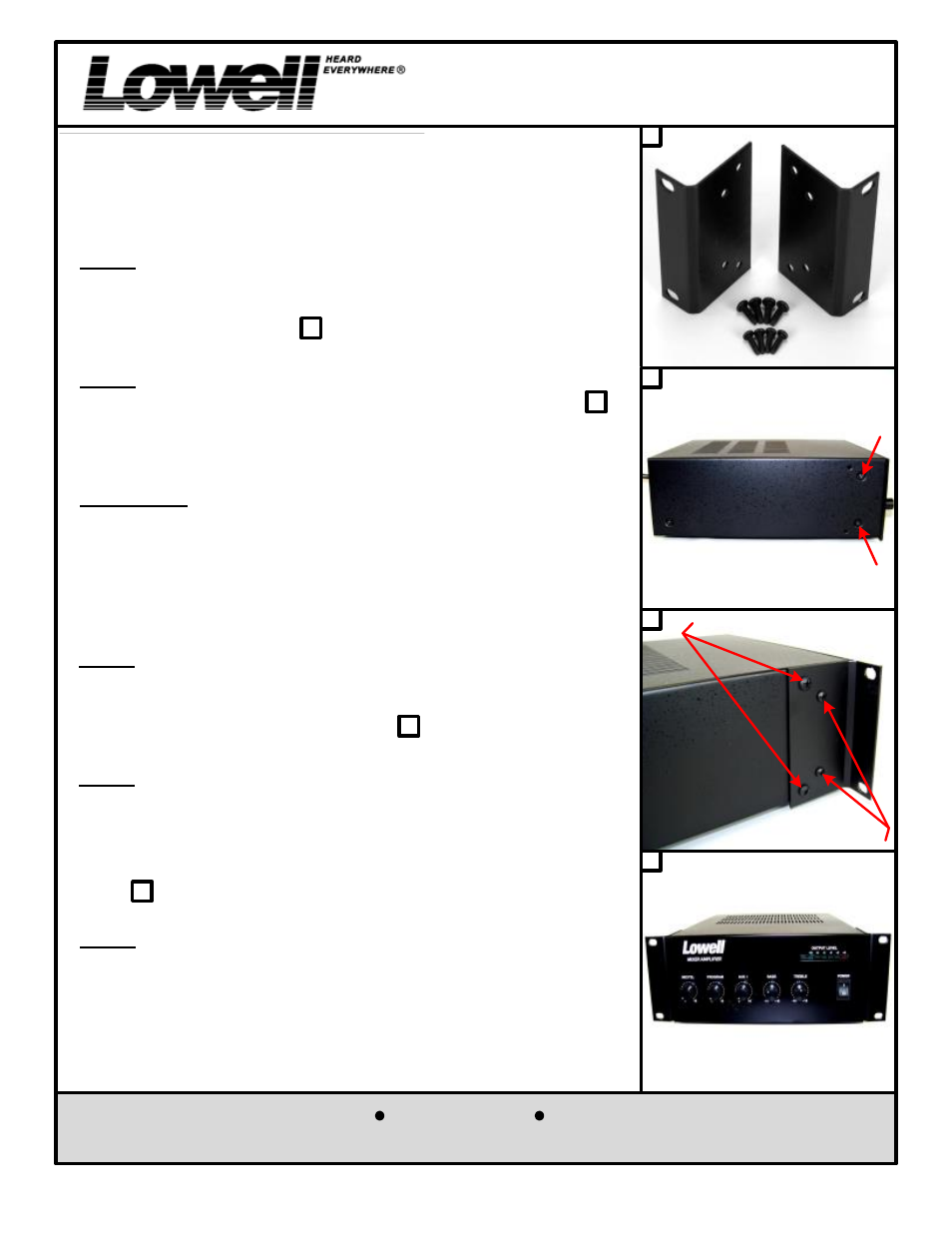 Lowell 30HRK User Manual | 1 page