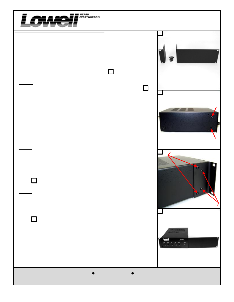 Lowell 30RK User Manual | 1 page