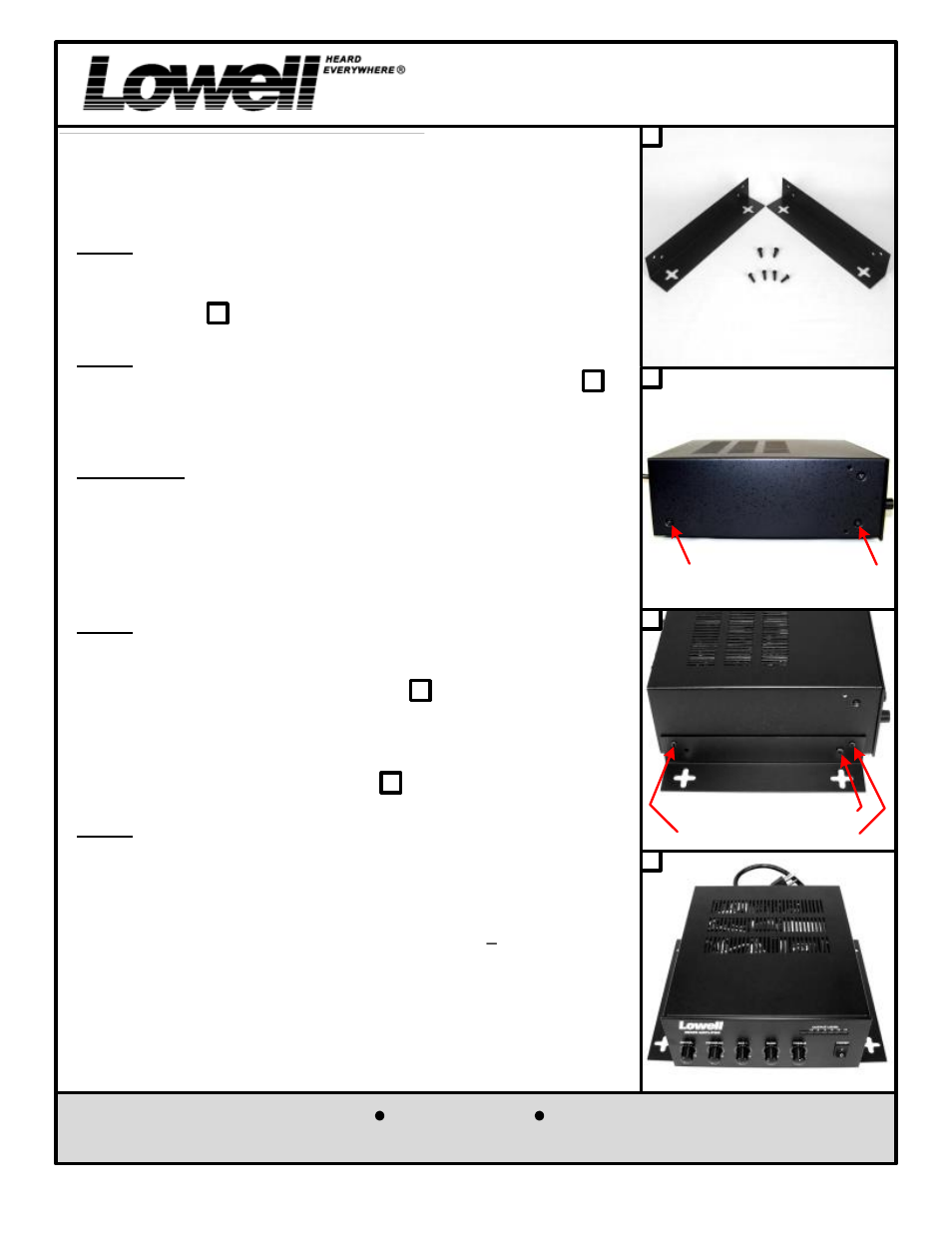 Lowell 30WK User Manual | 1 page