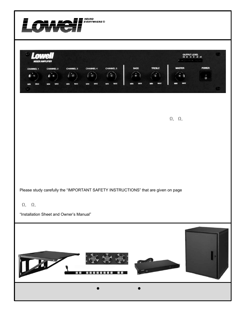 Lowell MA250 User Manual | 12 pages