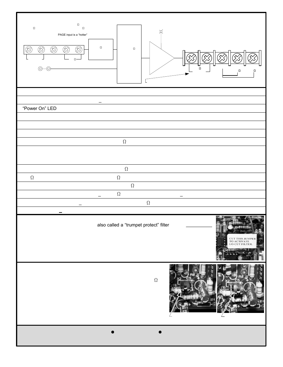 Lowell manufacturing company, Amplifier muting-priority scheme, Paging horn protection low-cut filter | Lowell PA250 User Manual | Page 3 / 8