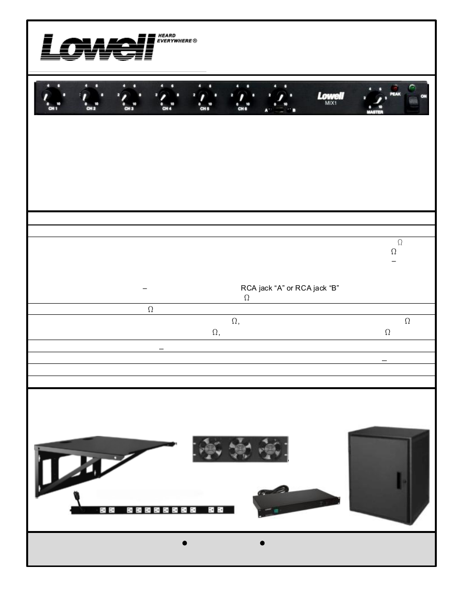 Lowell MIX1 User Manual | 8 pages