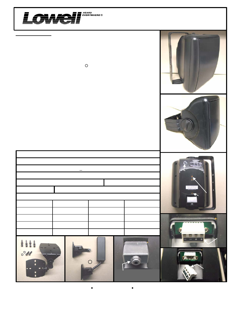 Lowell OS-100 SERIES User Manual | 1 page