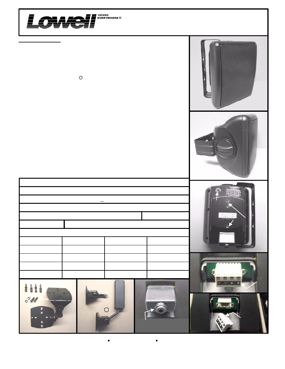 Lowell OS-50 SERIES User Manual | 1 page