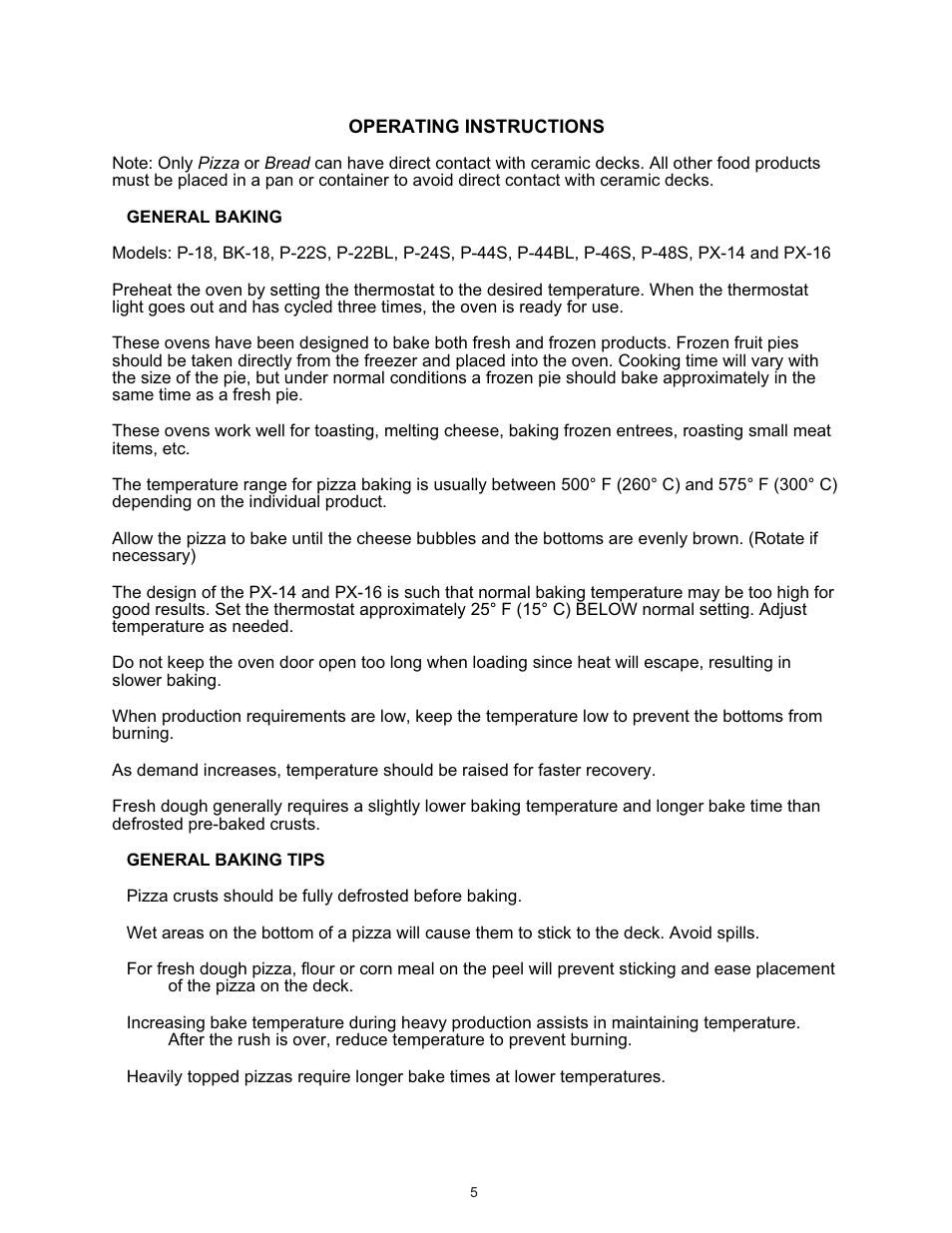 Bakers Pride P-22S User Manual | Page 5 / 12