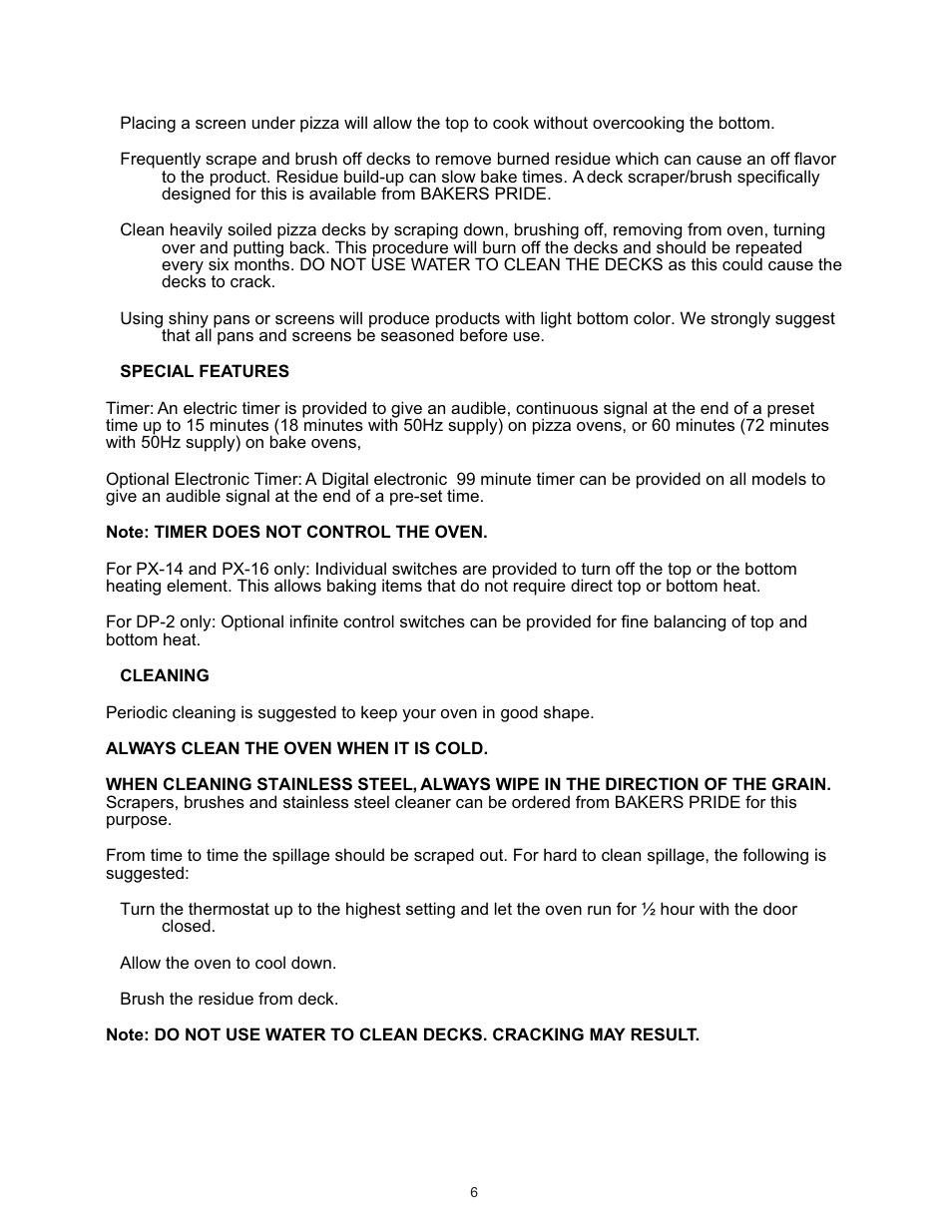 Bakers Pride P-22S User Manual | Page 6 / 12