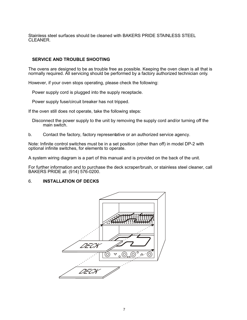 Deck | Bakers Pride P-22S User Manual | Page 7 / 12