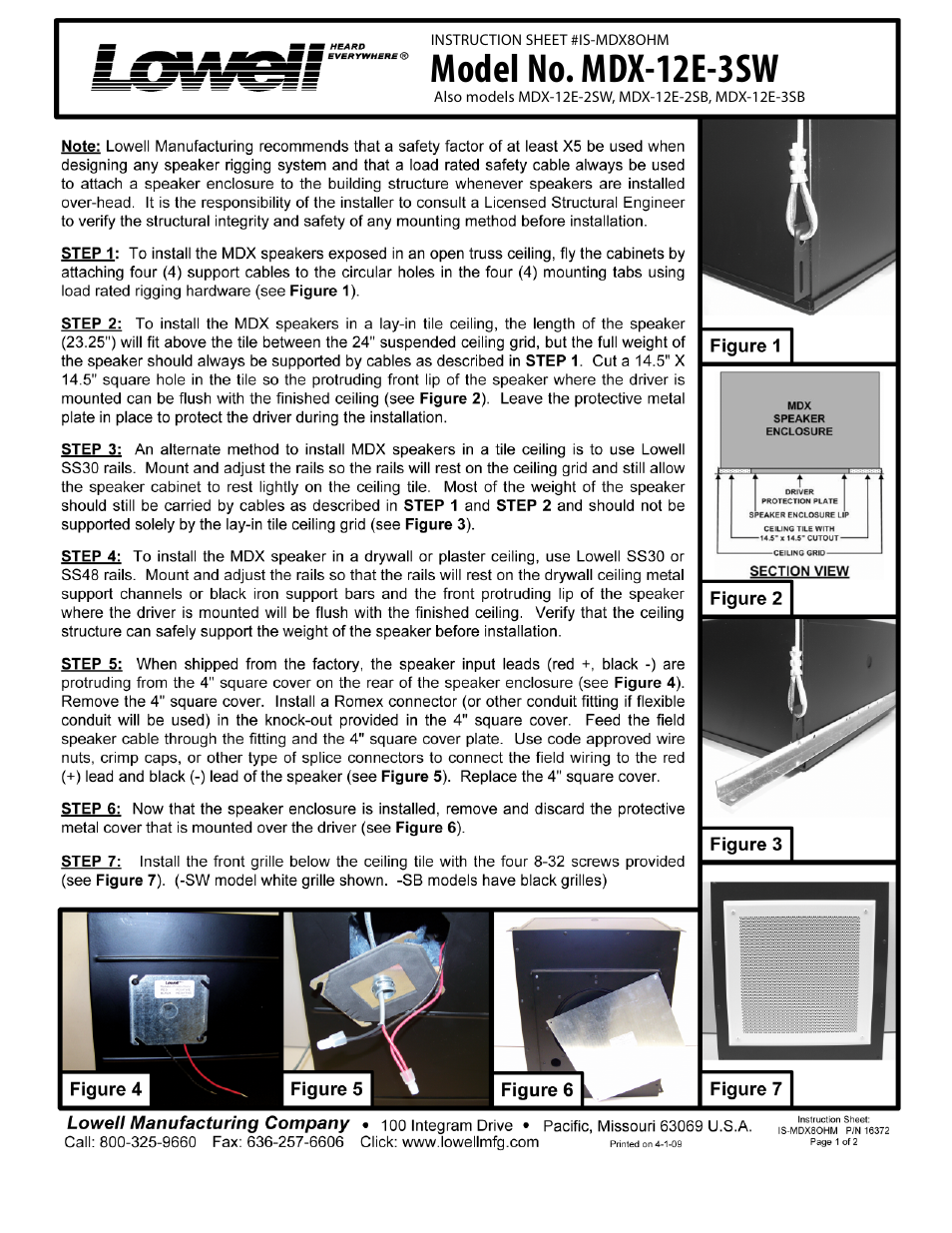 Lowell MDX-12E-3SW User Manual | 2 pages