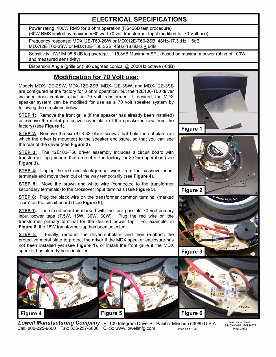 Lowell MDX-12E-3SW User Manual | Page 2 / 2