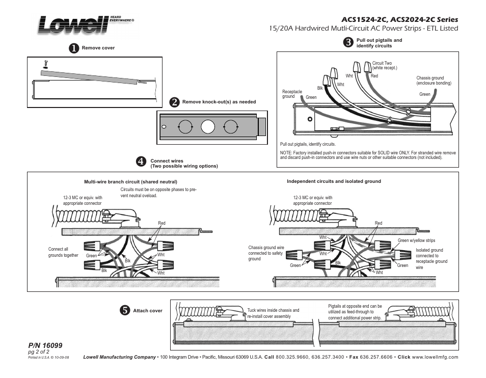 Lowell ACS2024-2C Series User Manual | Page 2 / 2