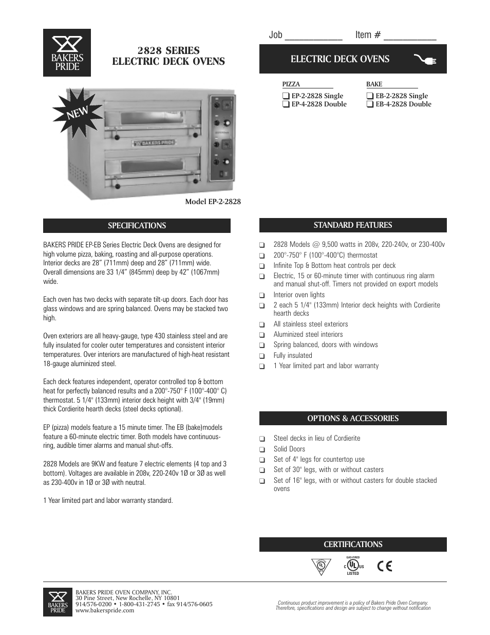 Bakers Pride EP-4-2828 User Manual | 2 pages