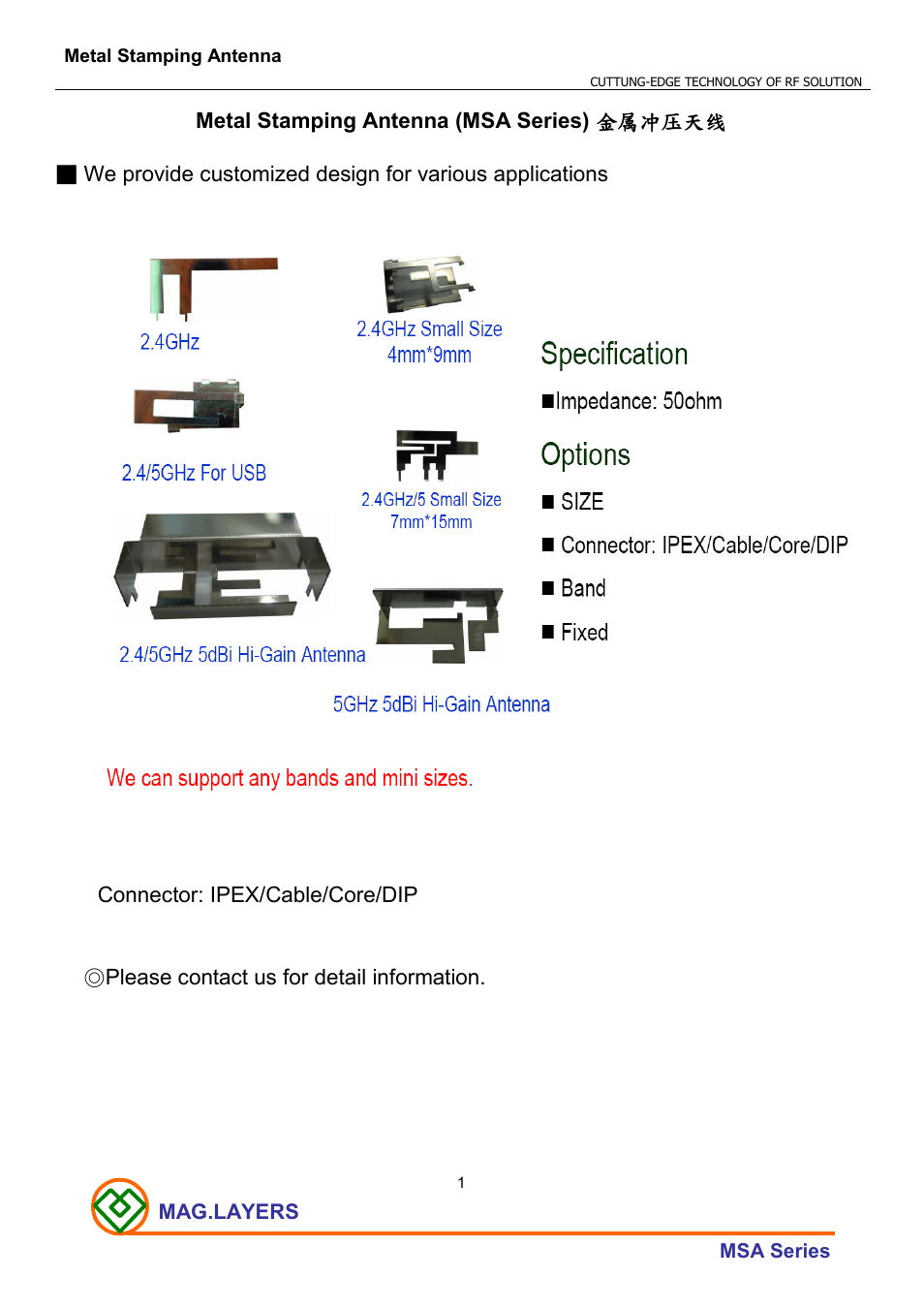 Mag Layers USA Metal Stamping Antenna User Manual | 1 page