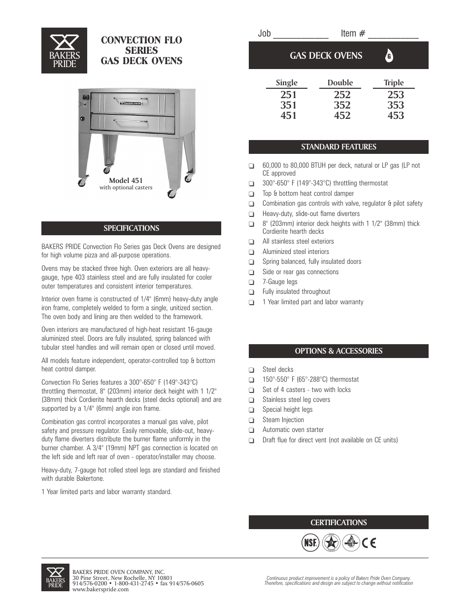 Bakers Pride 353 User Manual | 2 pages