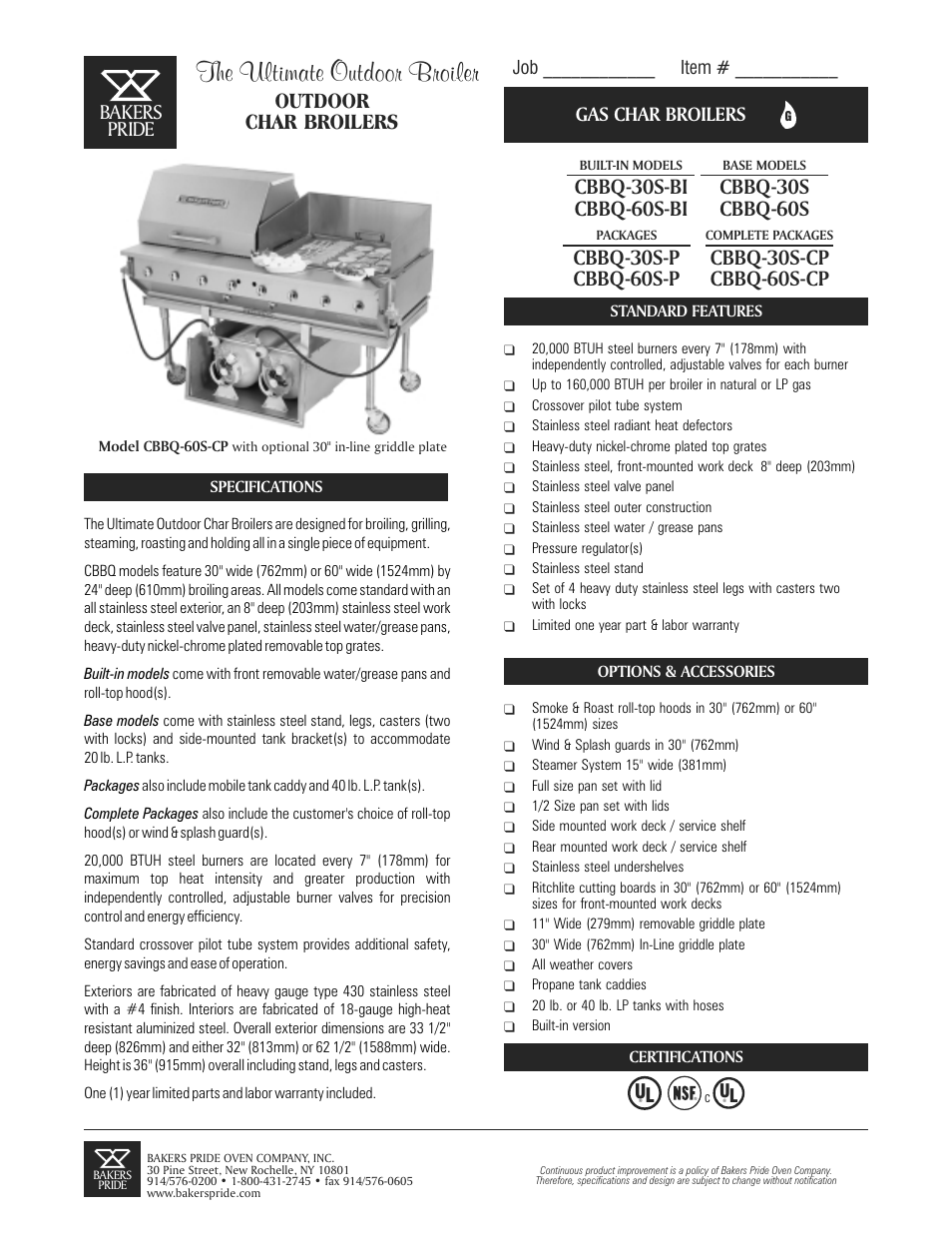 Bakers Pride CBBQ-30S-BI User Manual | 2 pages