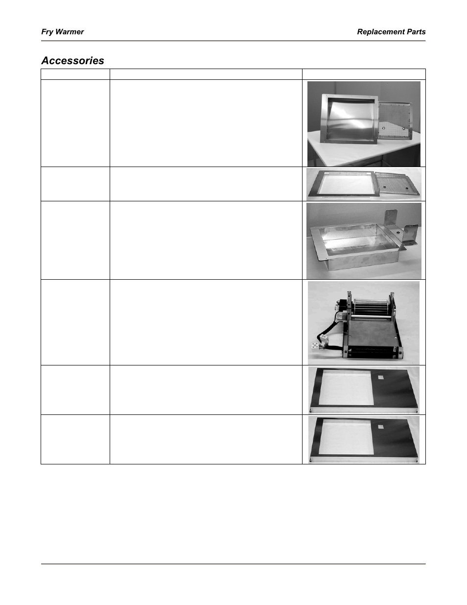 Accessories | Bakers Pride Fry Warmer FW-12T User Manual | Page 26 / 36