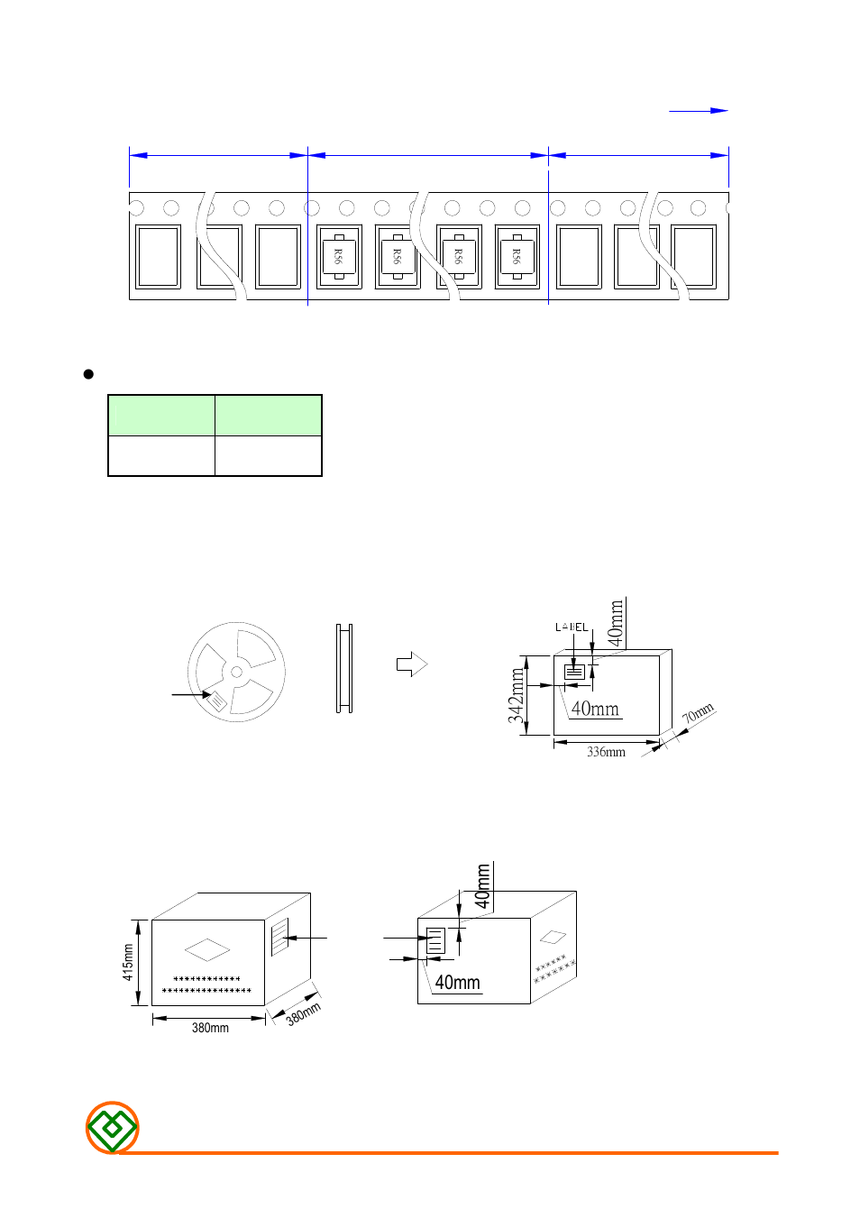 Carton: middle packaging : 3 reel /box, External packaging : 5 box / carton, 40mm 4 0 m m | Mag.layers | Mag Layers USA MMD-06CF-SERIES-M2F User Manual | Page 5 / 5