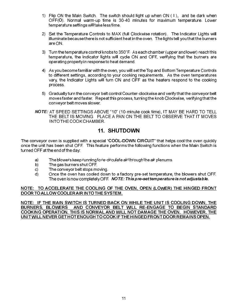 Shutdown | Bakers Pride COUNTERTOP VH1828G User Manual | Page 11 / 32