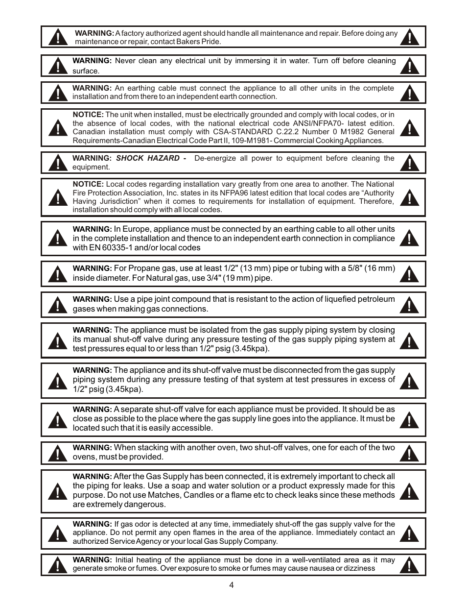 Bakers Pride COUNTERTOP VH1828G User Manual | Page 4 / 32