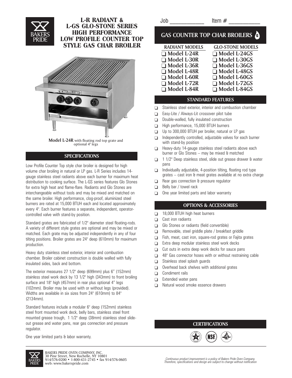 Bakers Pride L-24R User Manual | 2 pages