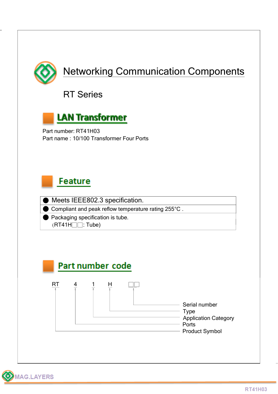 Mag Layers USA RT41H03 User Manual | 5 pages