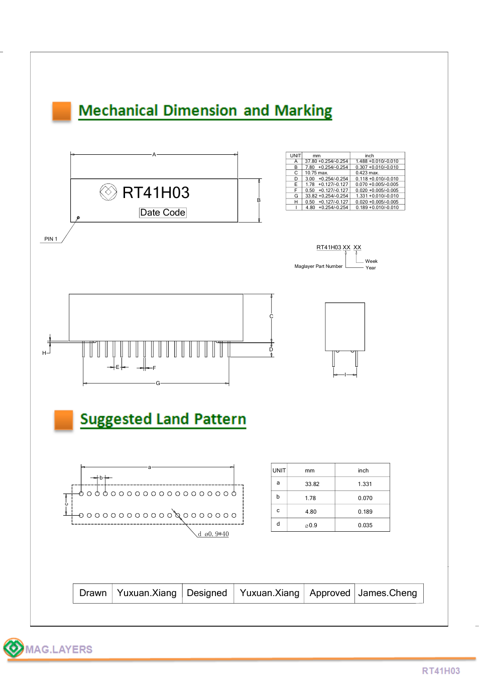 Rt41h03, Date code | Mag Layers USA RT41H03 User Manual | Page 3 / 5