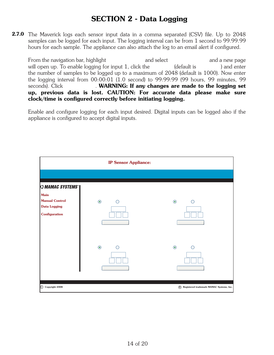 Pdf 14, 14 of 20, Ip sensor appliance | MAMAC Systems IP-PC-101-44-VDC User Manual | Page 15 / 21