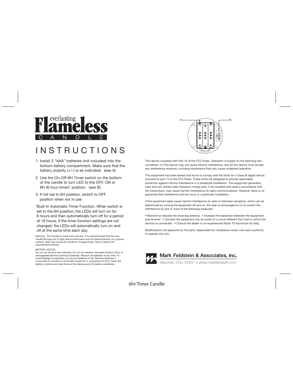 Mark Feldstein & Associates Flameless LED Wax Filled Mosaic Globes User Manual | 1 page