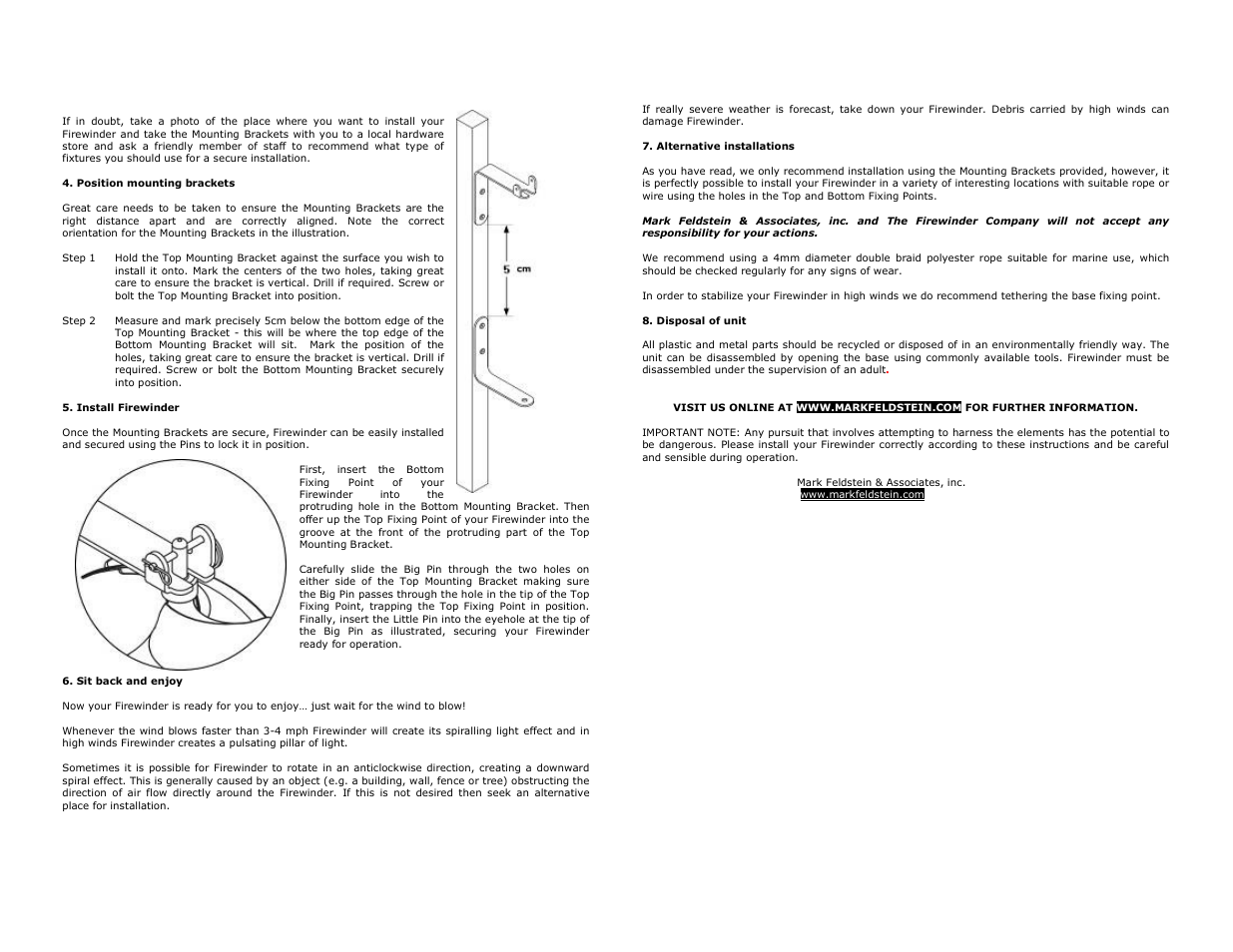 Mark Feldstein & Associates Fire Winder Wind Light - Medium User Manual | Page 2 / 2