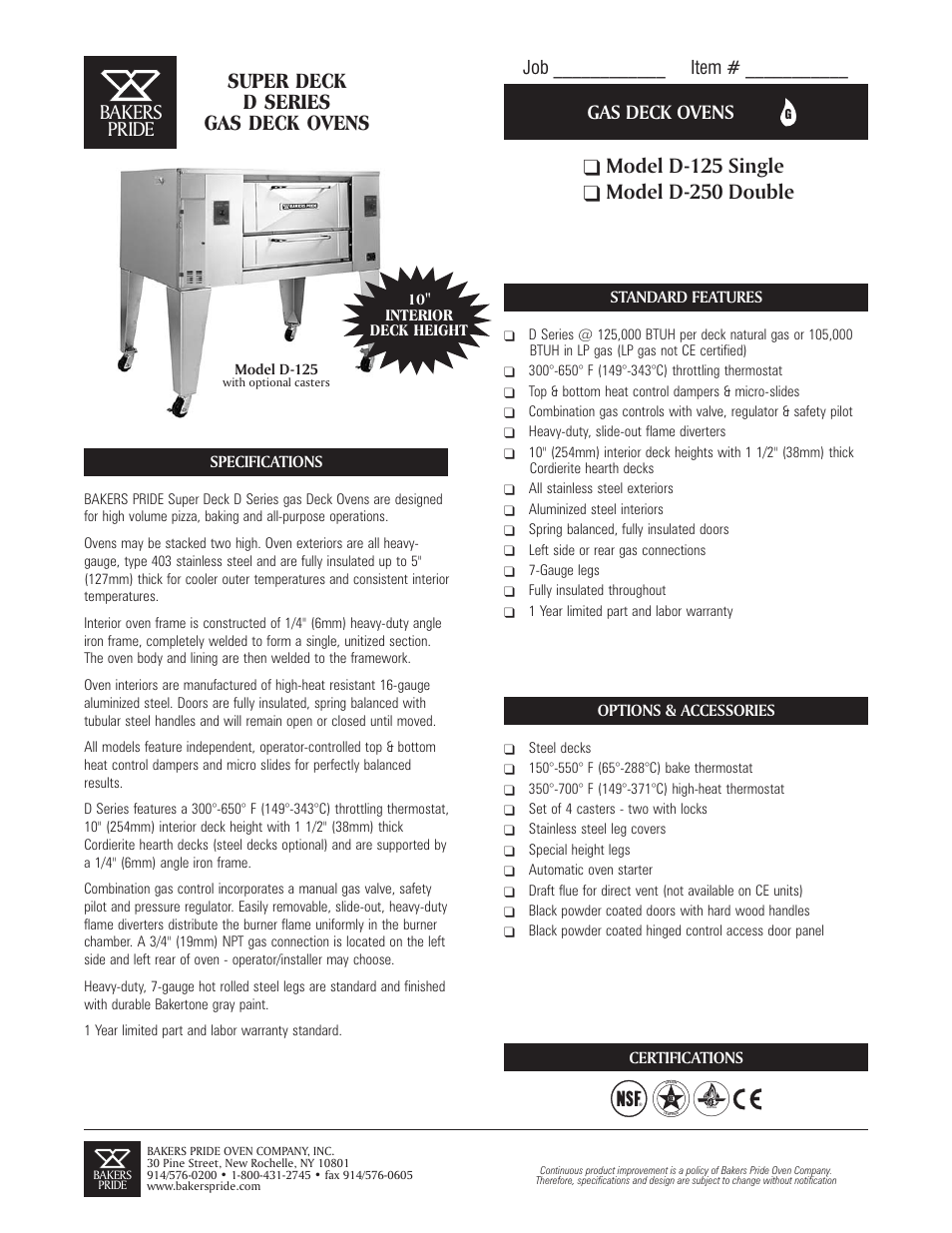 Bakers Pride D-250 Double User Manual | 2 pages