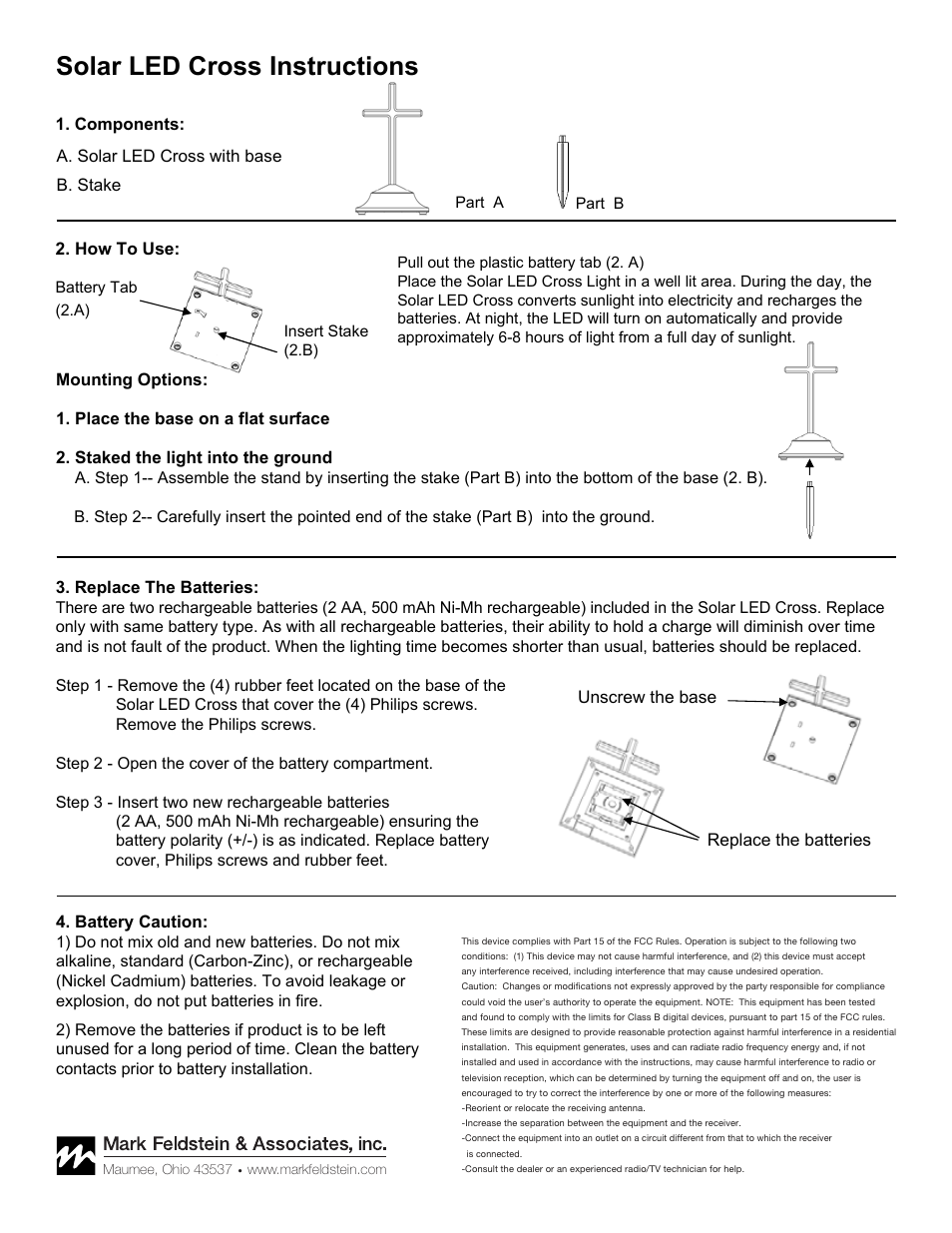 Mark Feldstein & Associates Solar Cross User Manual | 1 page