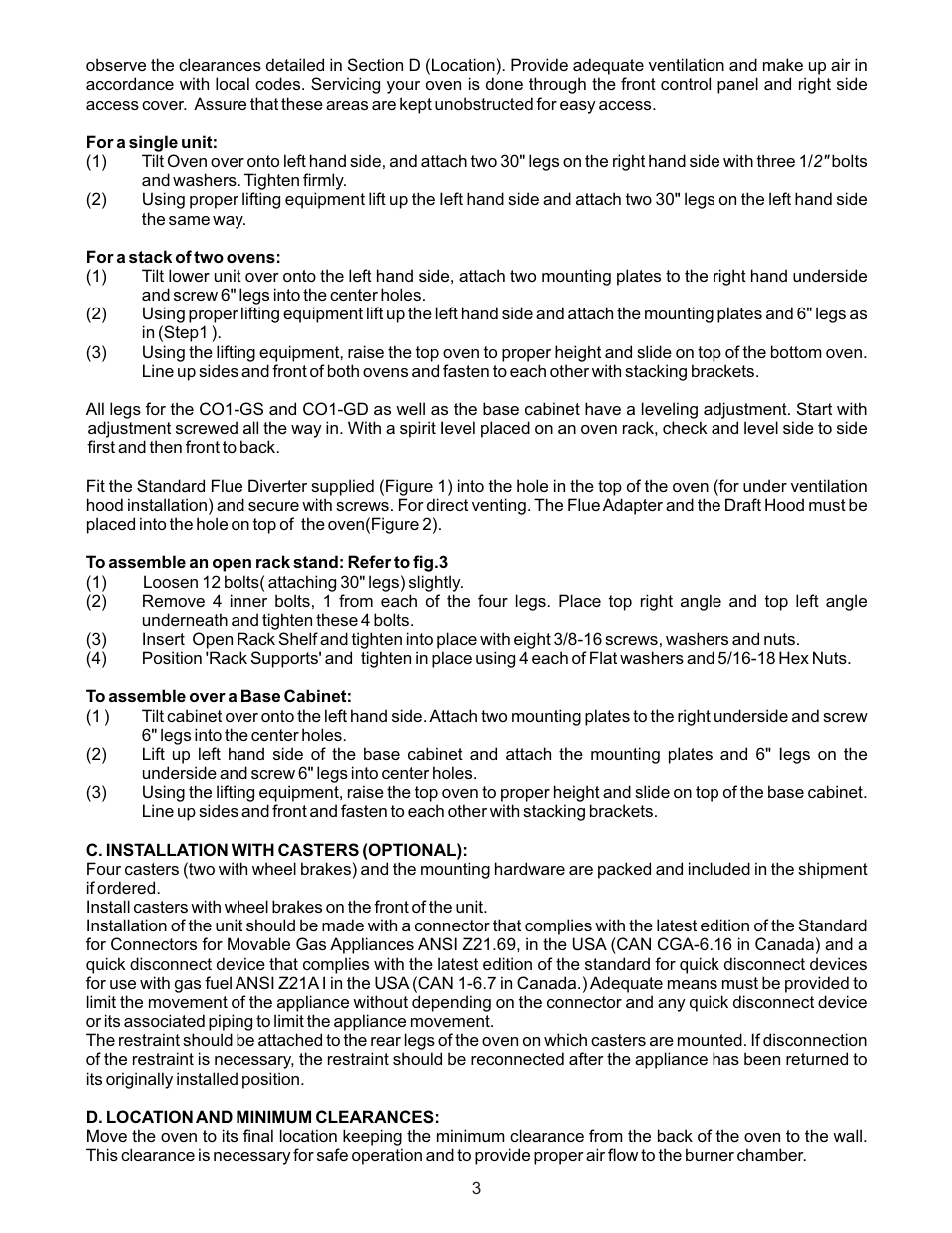 Bakers Pride CO1-G User Manual | Page 3 / 16