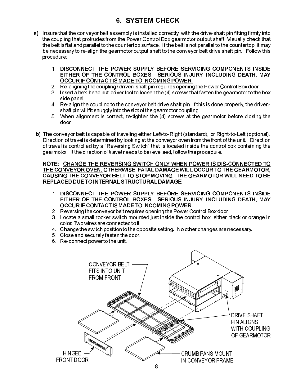 System check | Bakers Pride VH1828E User Manual | Page 8 / 48