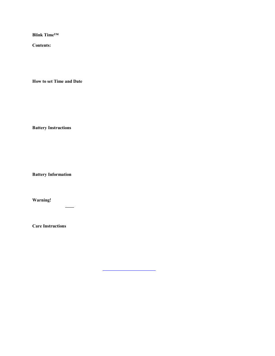 Mark Feldstein & Associates Blink Time User Manual | 1 page