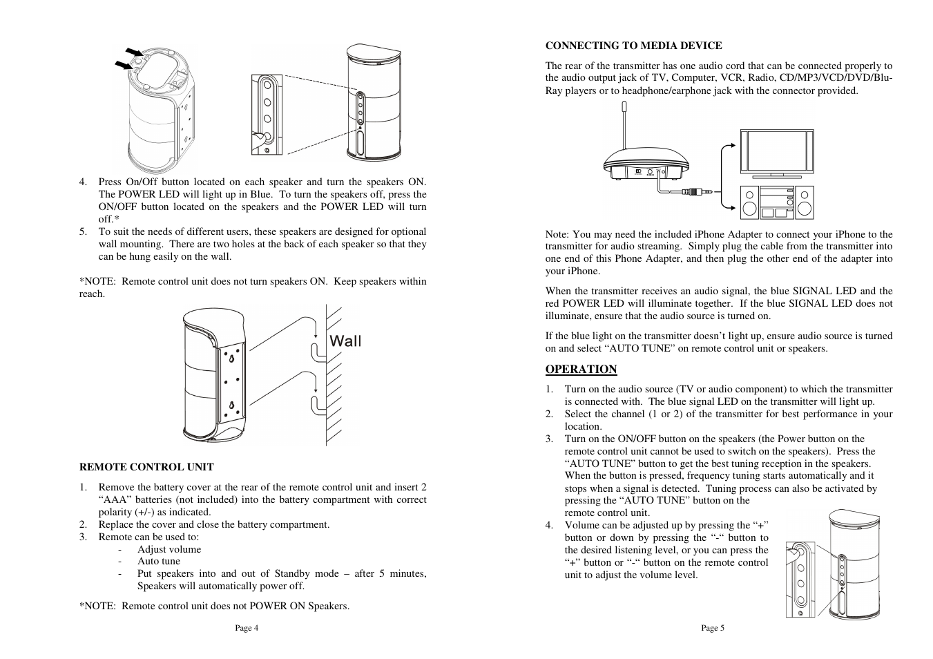 Mark Feldstein & Associates SP1790JK Wireless Indoor Outdoor Speakers with Remote User Manual | Page 3 / 6