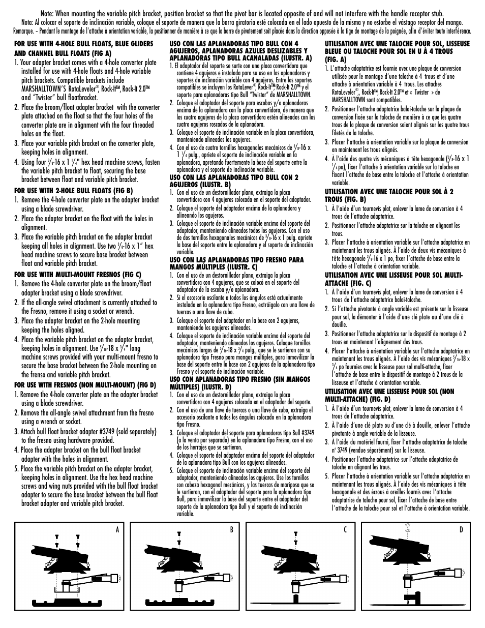 Marshalltown AB4013 Broom-Float Adapter Bracket User Manual | Page 2 / 2