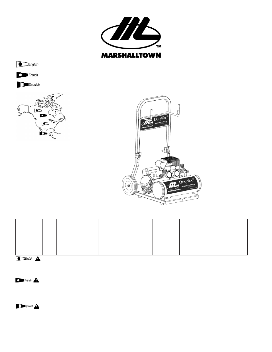 Marshalltown HC128A DuoFlex Air Compressor User Manual | 32 pages