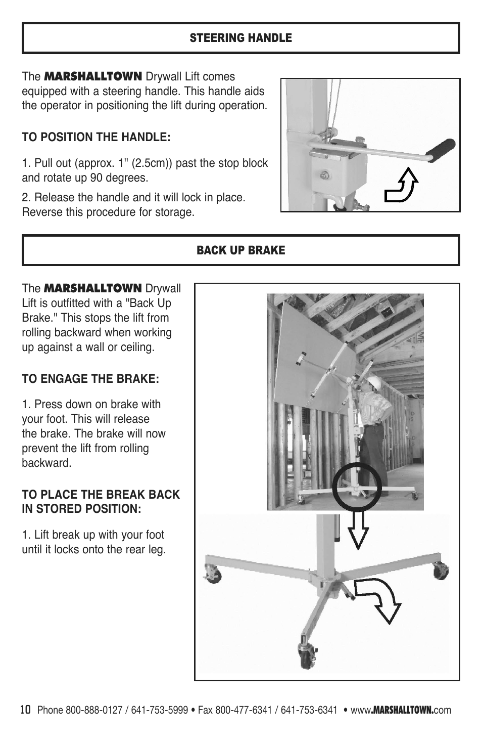 Marshalltown DL11 Drywall Lift User Manual | Page 10 / 48