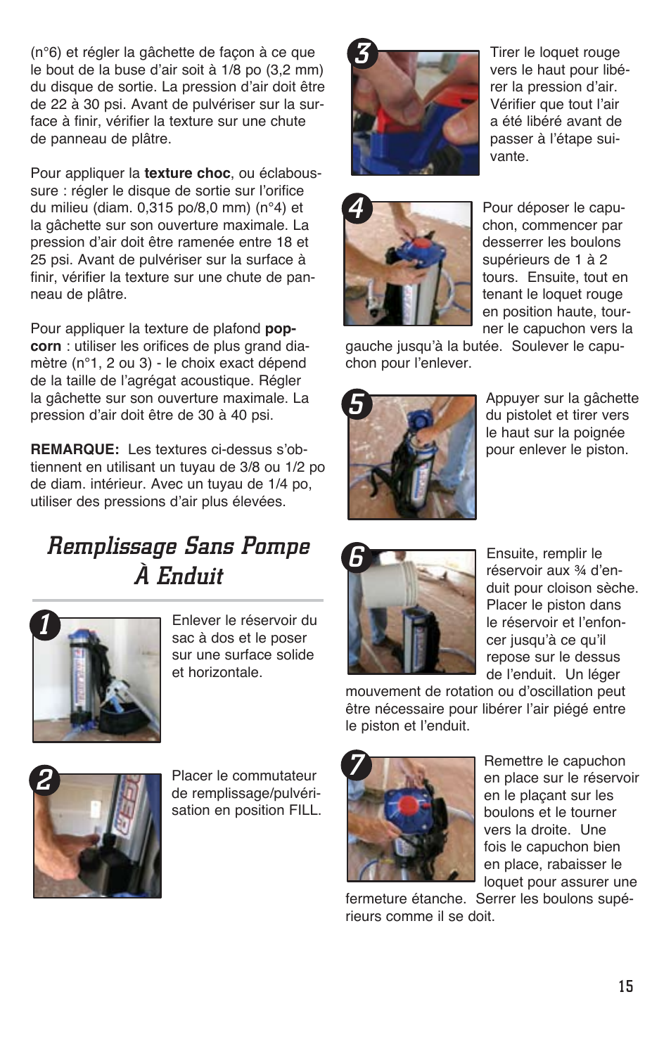 Remplissage sans pompe à enduit | Marshalltown EDI-10400 Enforcer User Manual | Page 15 / 20