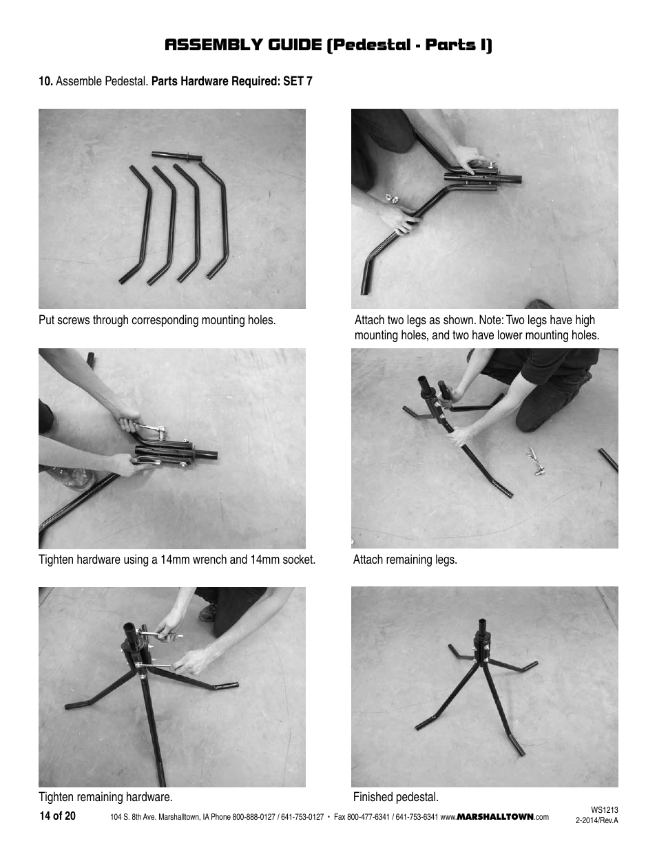 Assembly guide (pedestal - parts i) | Marshalltown MIX3, MIX3-UK Wheelbarrow Mixer User Manual | Page 14 / 20