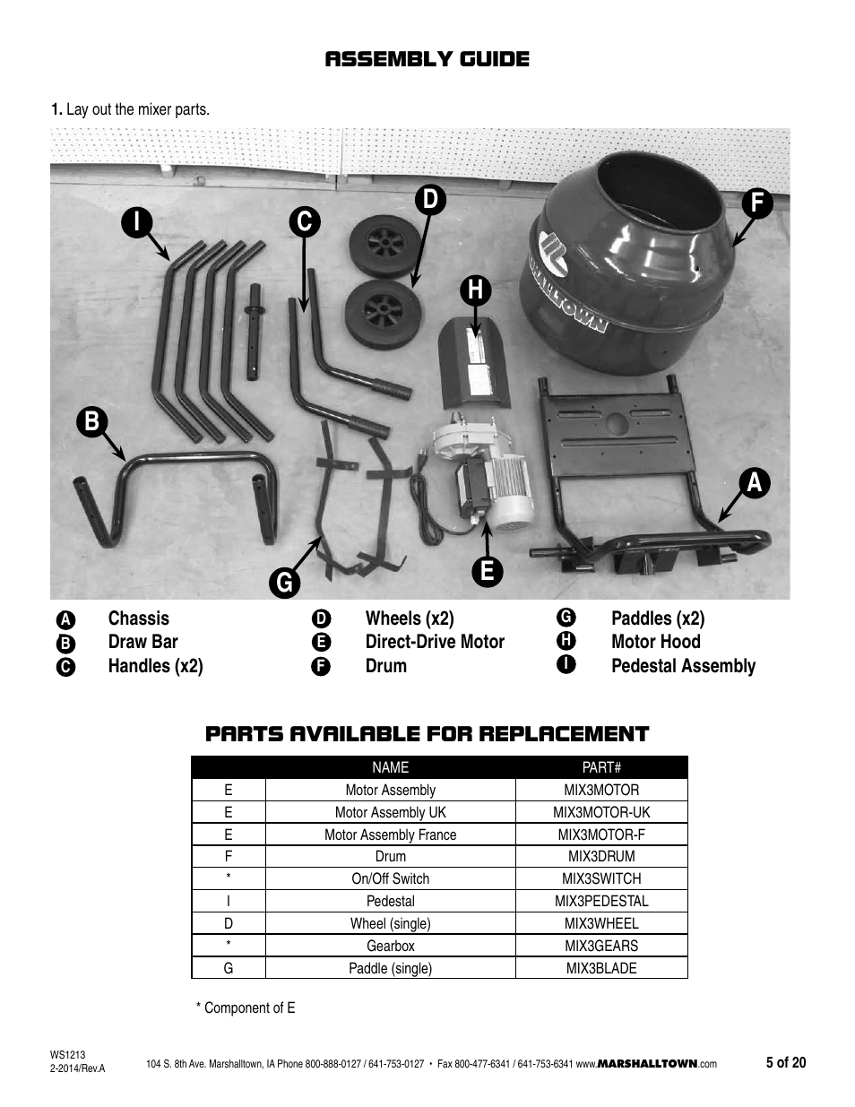 Hf a | Marshalltown MIX3, MIX3-UK Wheelbarrow Mixer User Manual | Page 5 / 20