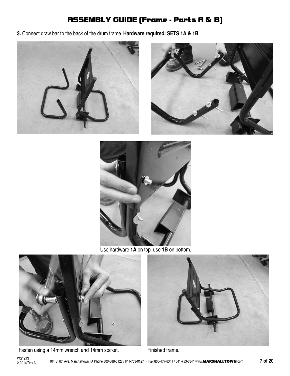 Assembly guide (frame - parts a & b) | Marshalltown MIX3, MIX3-UK Wheelbarrow Mixer User Manual | Page 7 / 20
